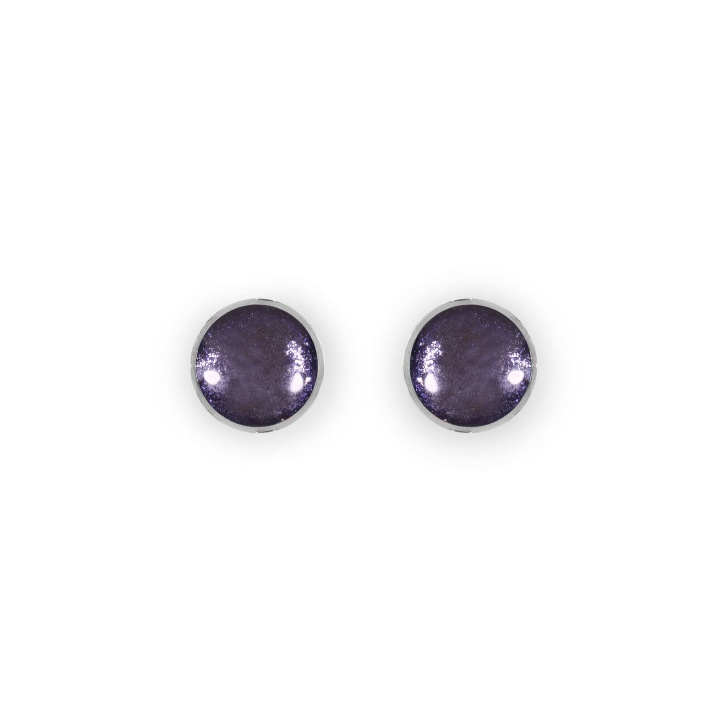 Lavender Aluminium Circles Shiny Small Stud Earrings | The Jewellery Stop