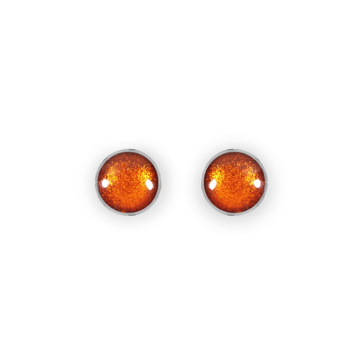Orange Aluminium Circles Shiny Small Stud Earrings | The Jewellery Stop