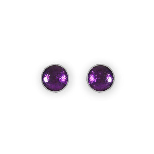 Peacock Aluminium Circles Shiny Small Stud Earrings | The Jewellery Stop