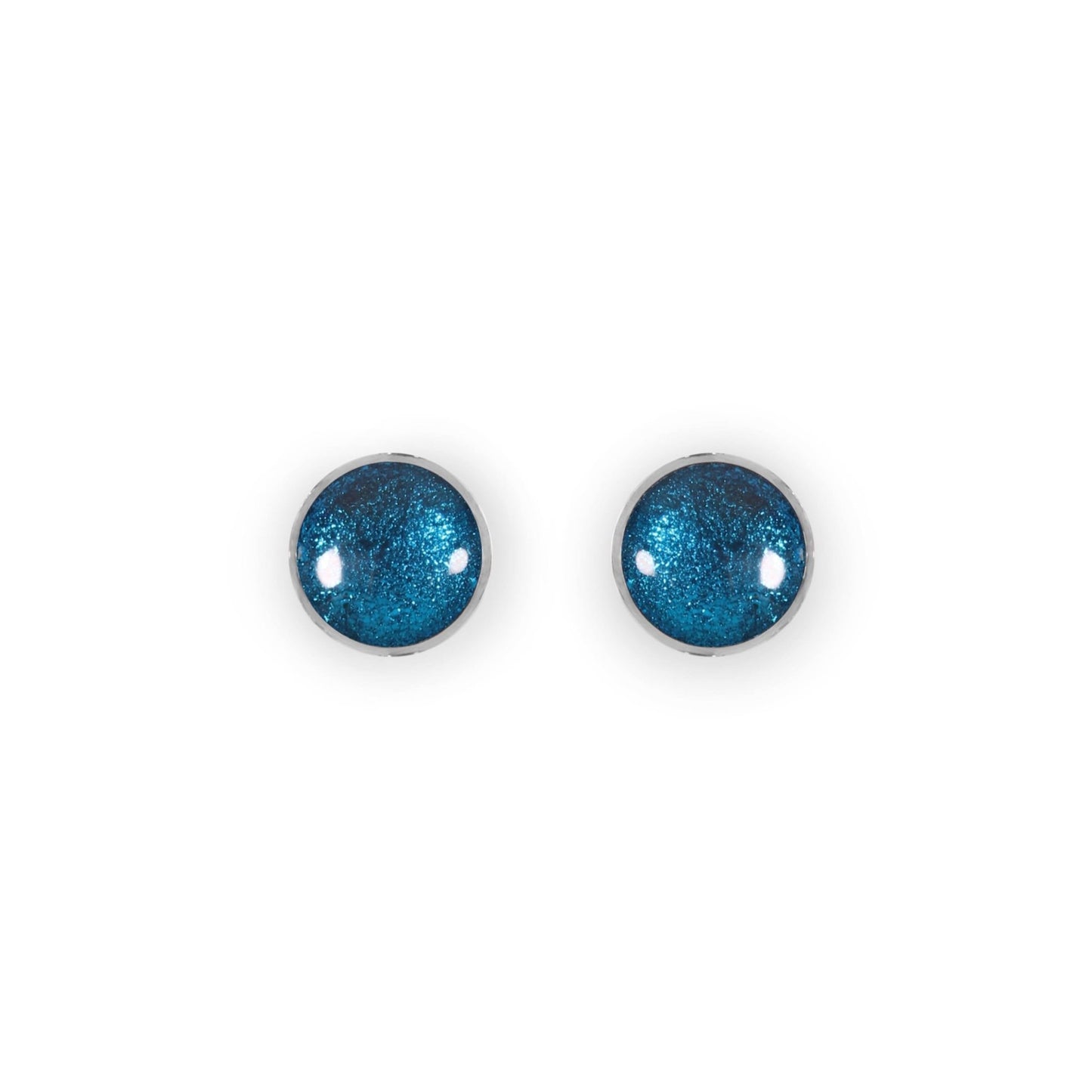 Turquoise Aluminium Circles Shiny Small Stud Earrings | The Jewellery Stop