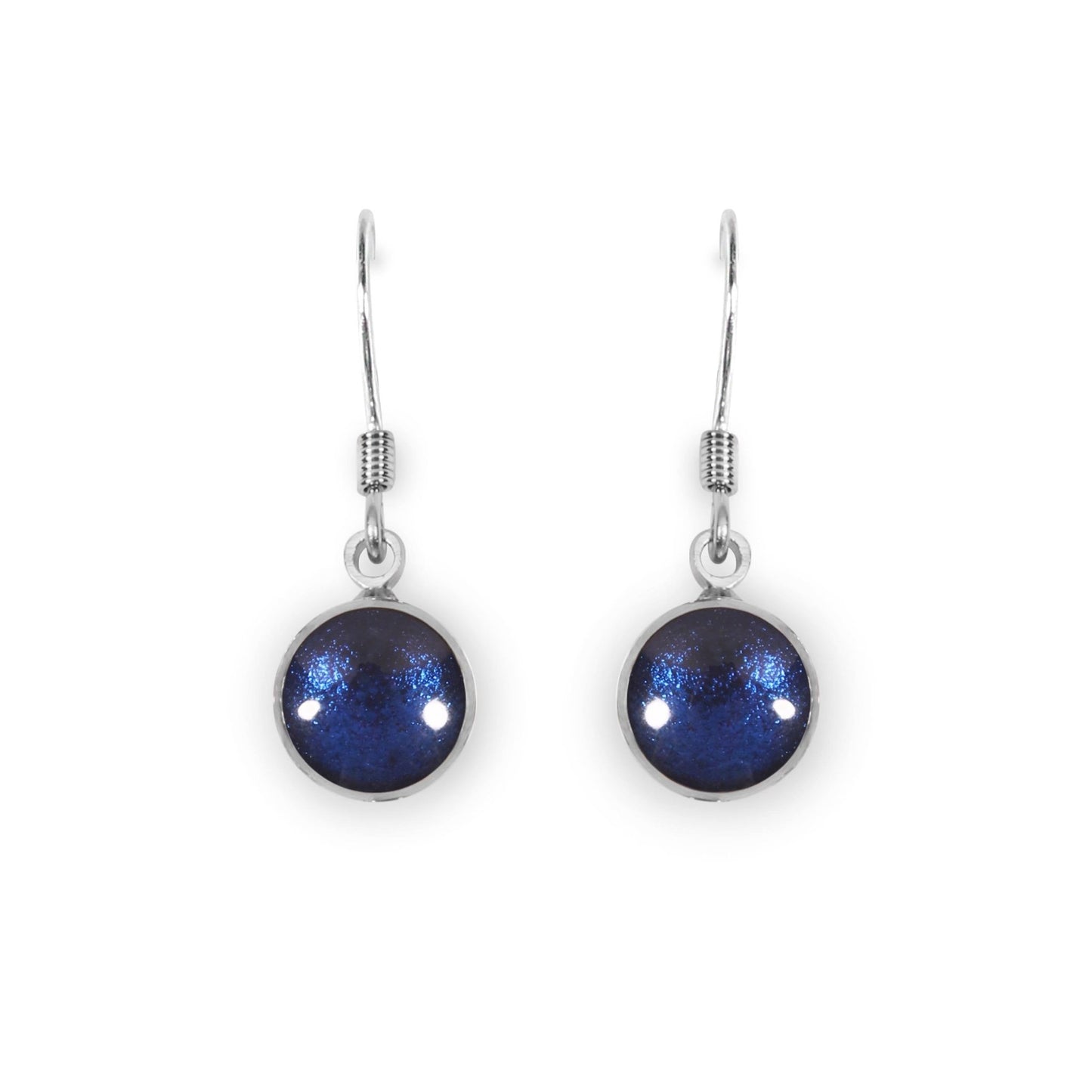Navy Aluminium Circles Shiny Fish Hook Earrings | The Jewellery Stop