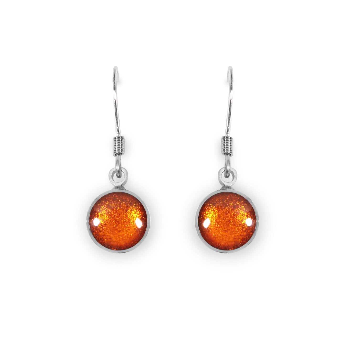 Orange Aluminium Circles Shiny Fish Hook Earrings | The Jewellery Stop