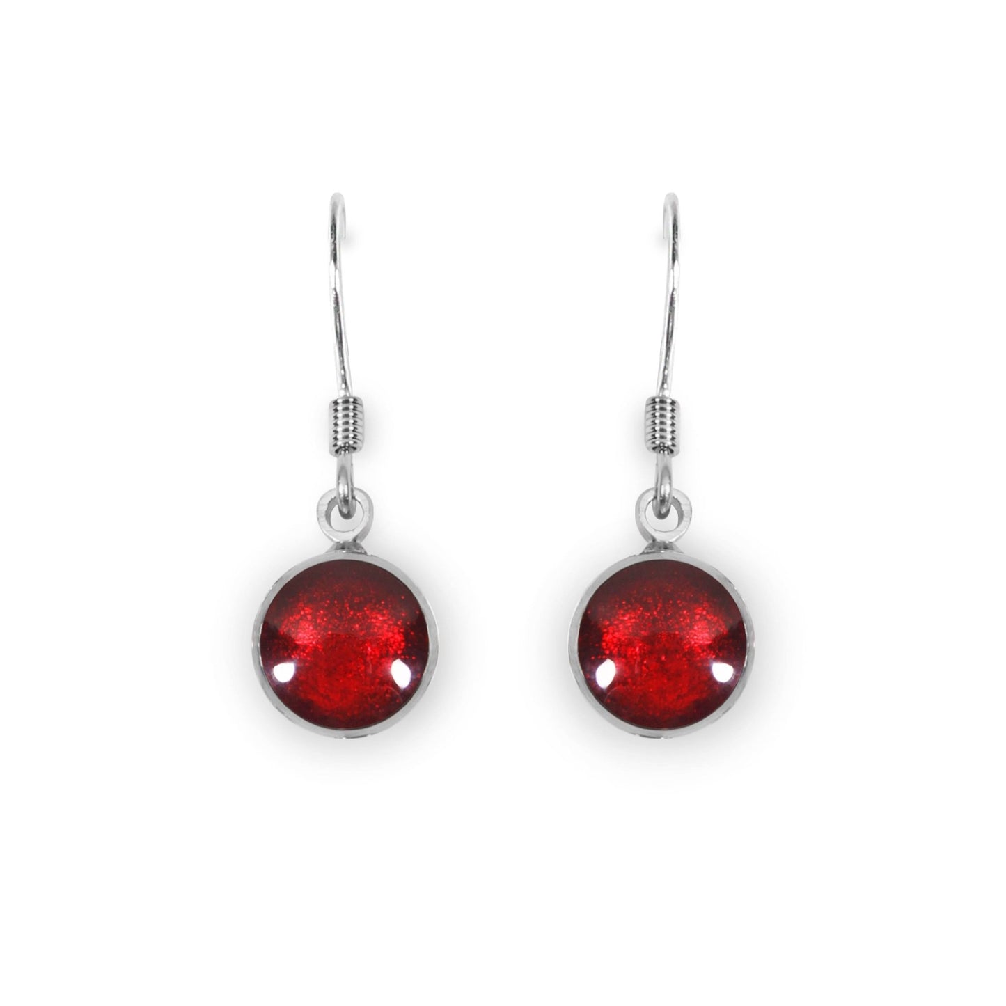 Red Aluminium Circles Shiny Fish Hook Earrings | The Jewellery Stop