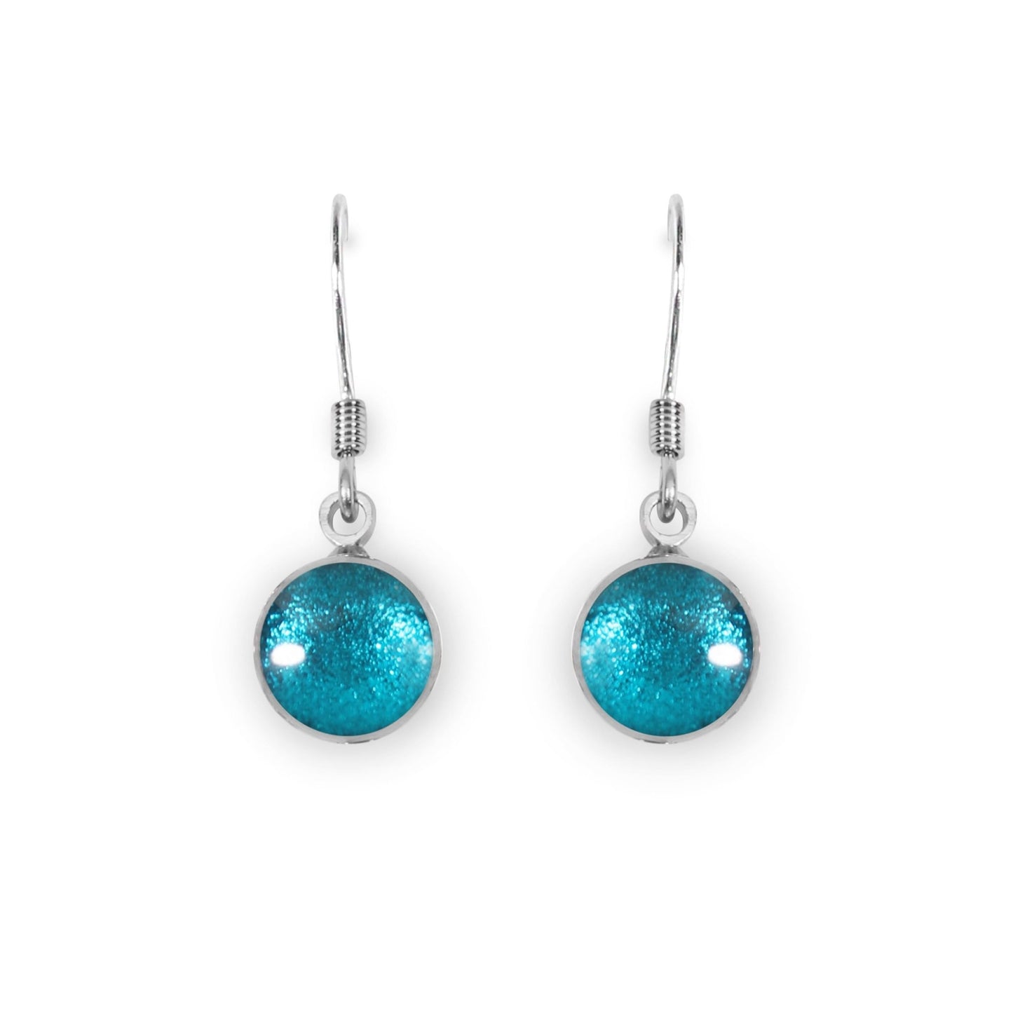 Teal Aluminium Circles Shiny Fish Hook Earrings | The Jewellery Stop