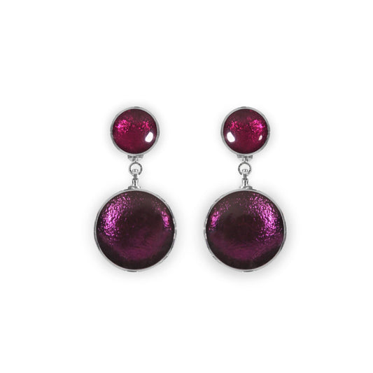 Rainbow Aluminium Circles Shiny Double Drop Stud Earrings | The Jewellery Stop