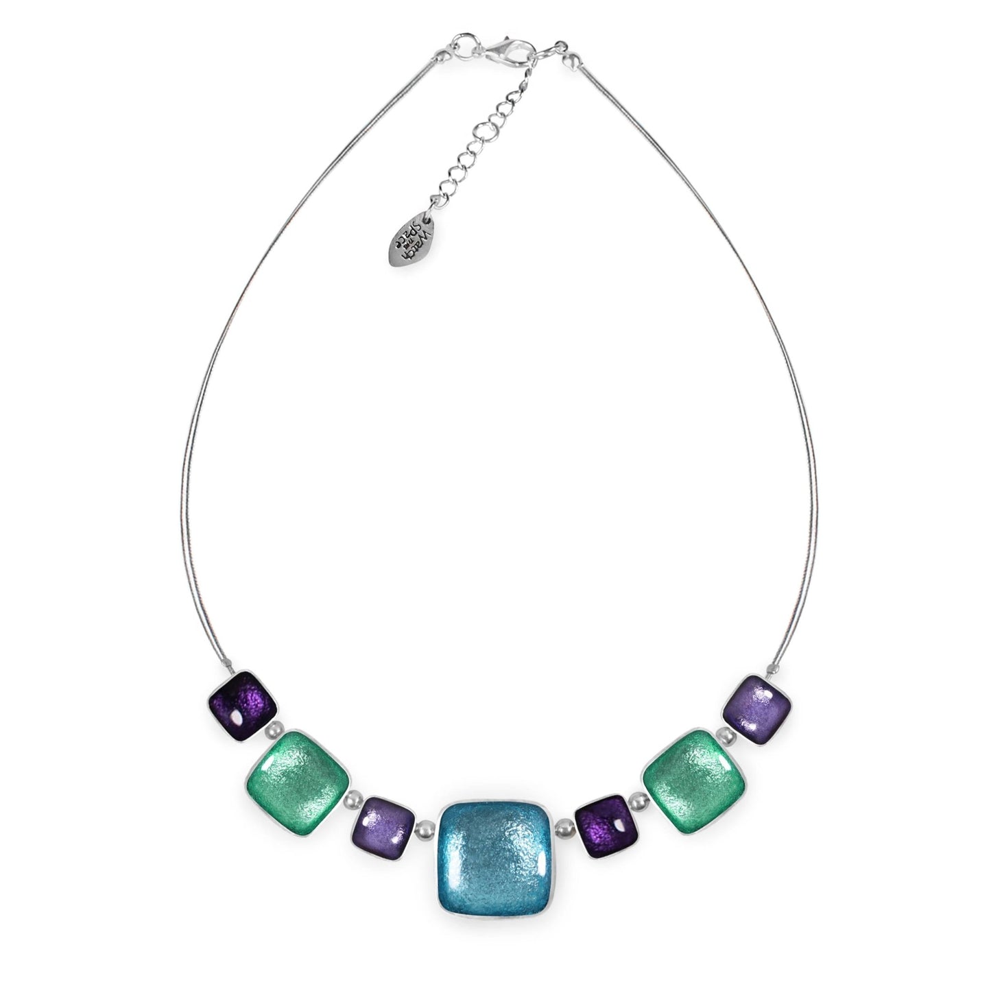 Bluebell Aluminium Squares Shiny Classic Necklace | The Jewellery Stop