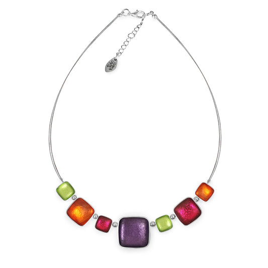 Sherbet Aluminium Squares Shiny Classic Necklace | The Jewellery Stop