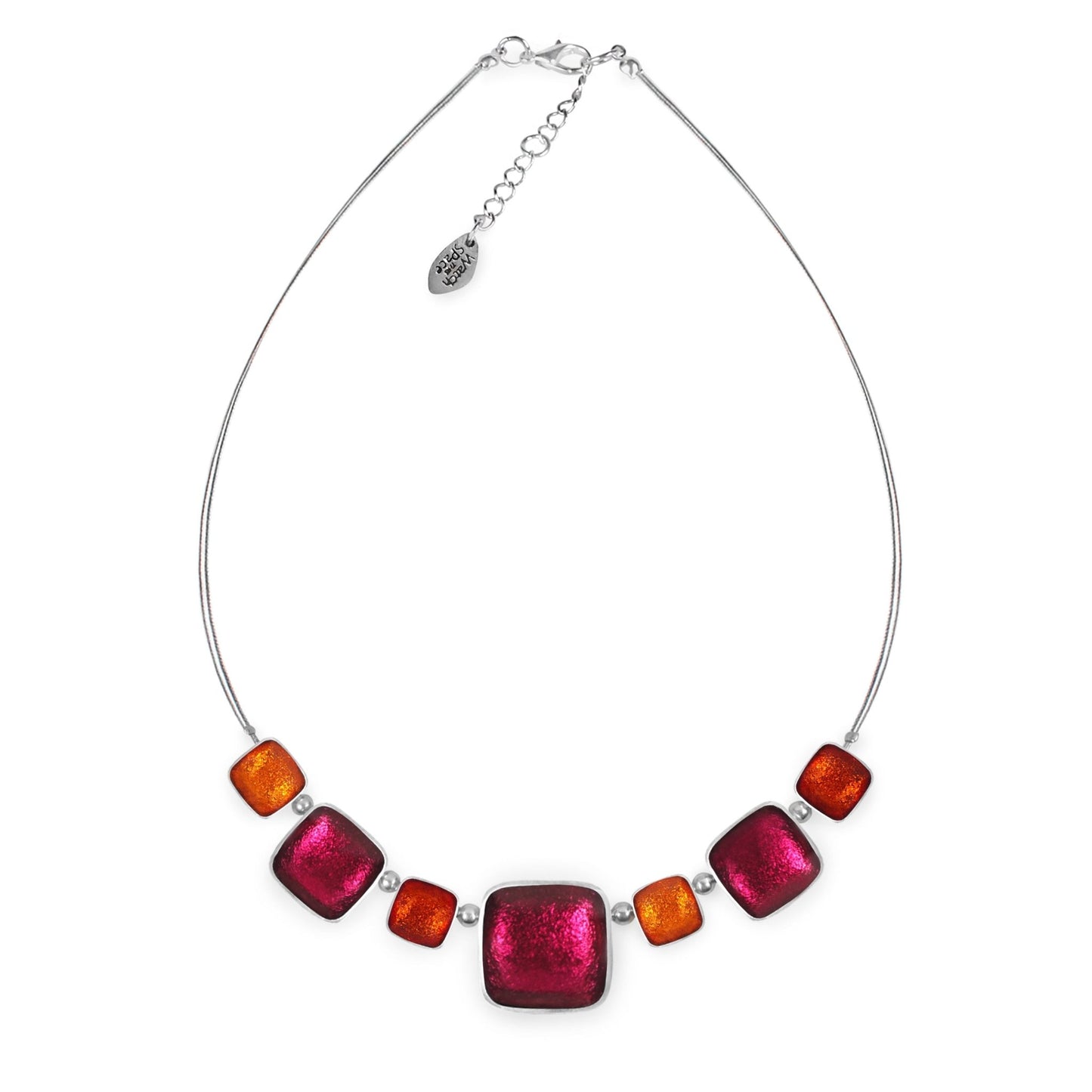 St Tropez Aluminium Squares Shiny Classic Necklace | The Jewellery Stop