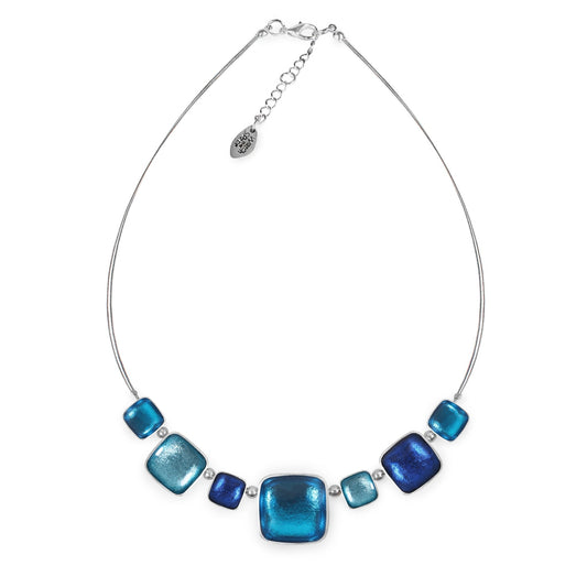 Turquoise Aluminium Squares Shiny Classic Necklace | The Jewellery Stop