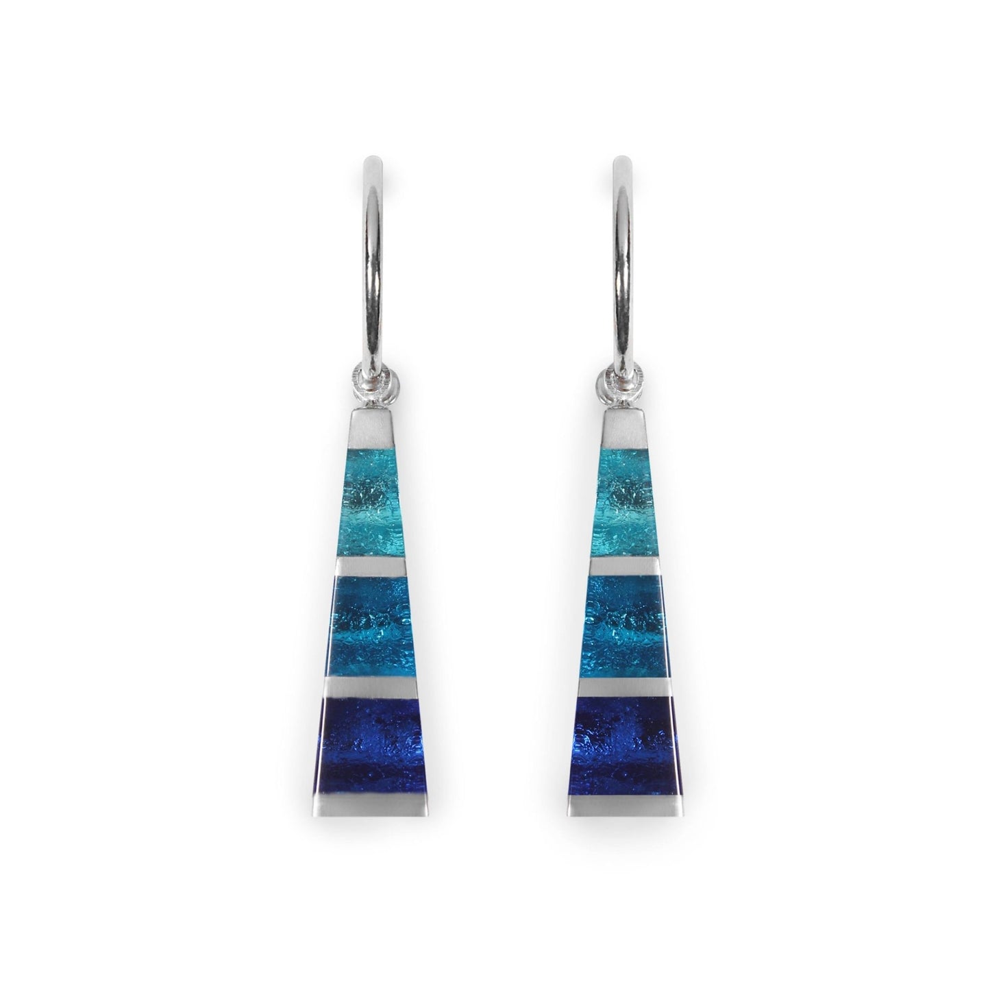 Turquoise Pewter Triangle Shiny Creole Earrings | The Jewellery Stop