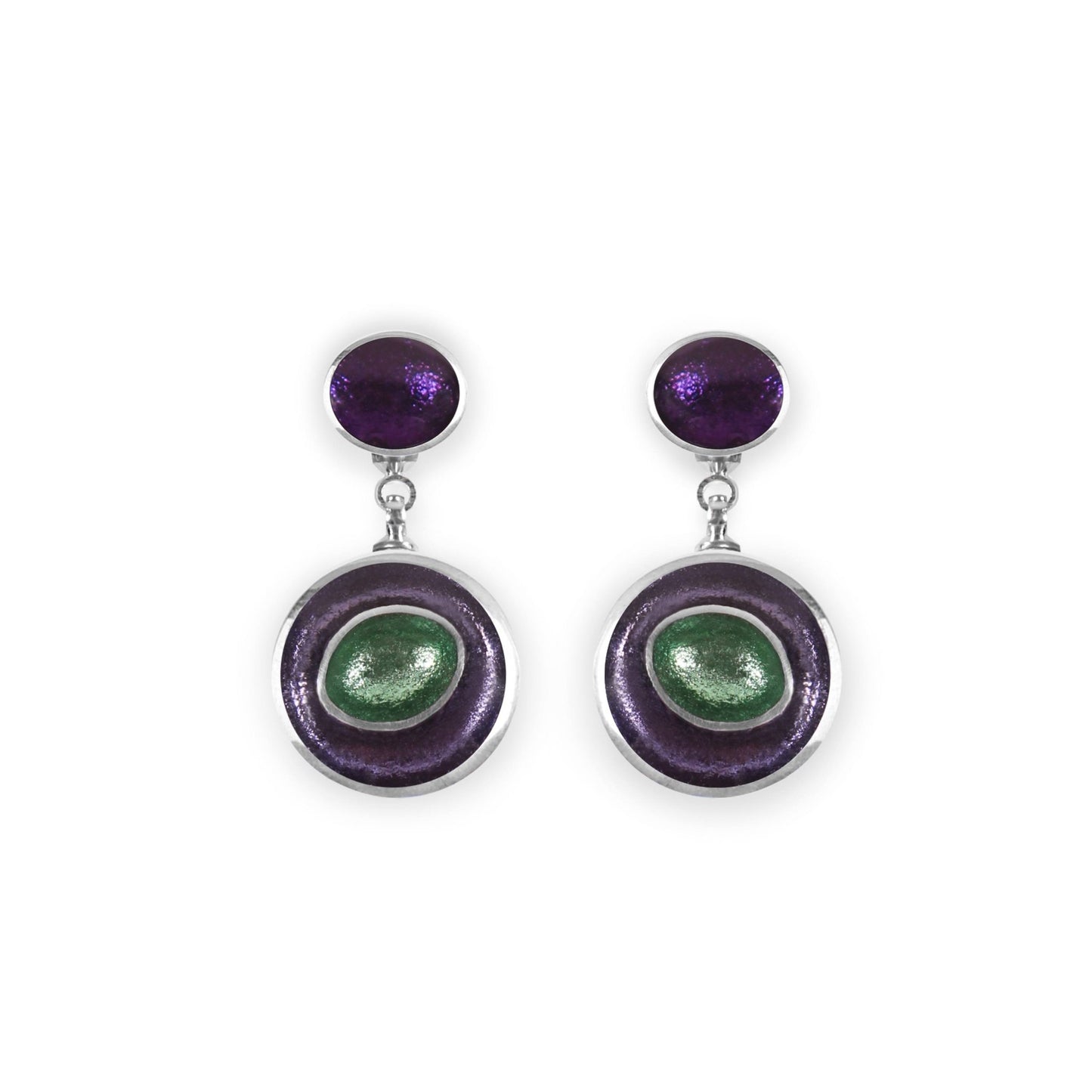 Bluebell Organic Circles Shiny Double Drop Stud Earrings | The Jewellery Stop