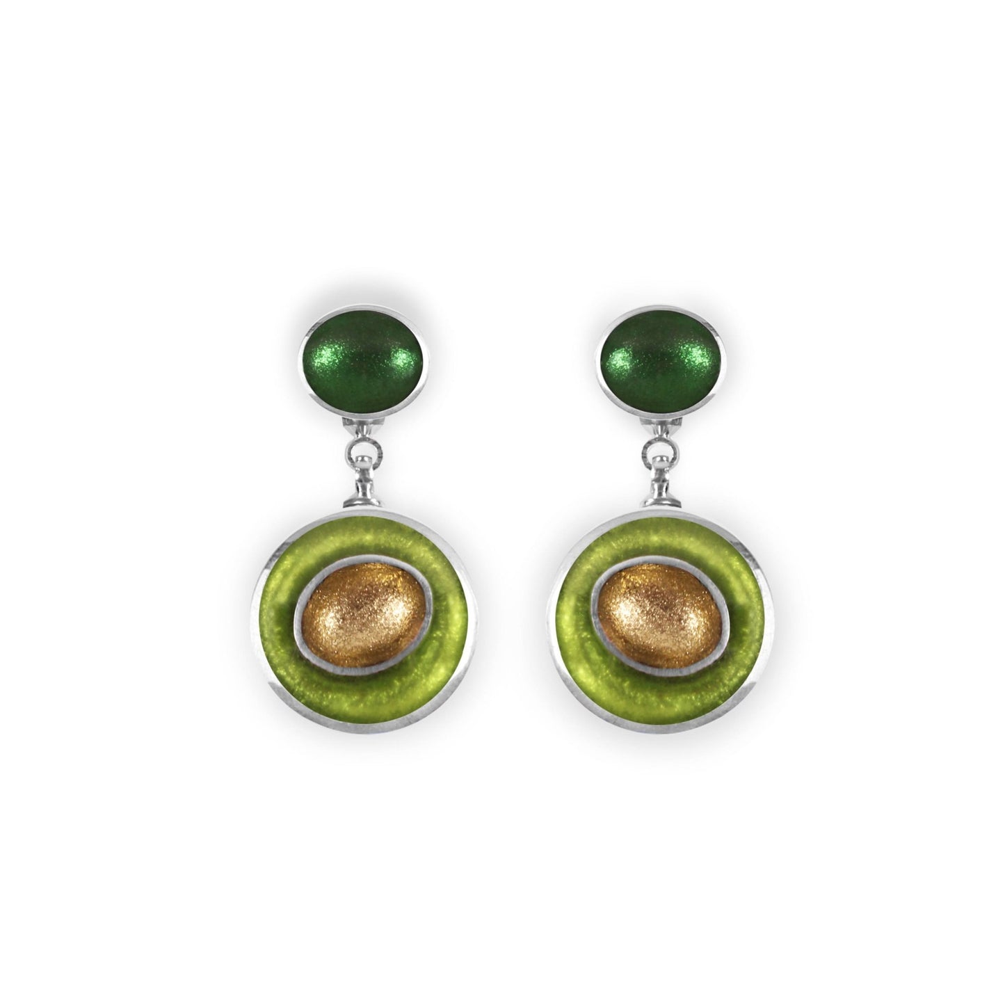 Kiwi Organic Circles Shiny Double Drop Stud Earrings | The Jewellery Stop