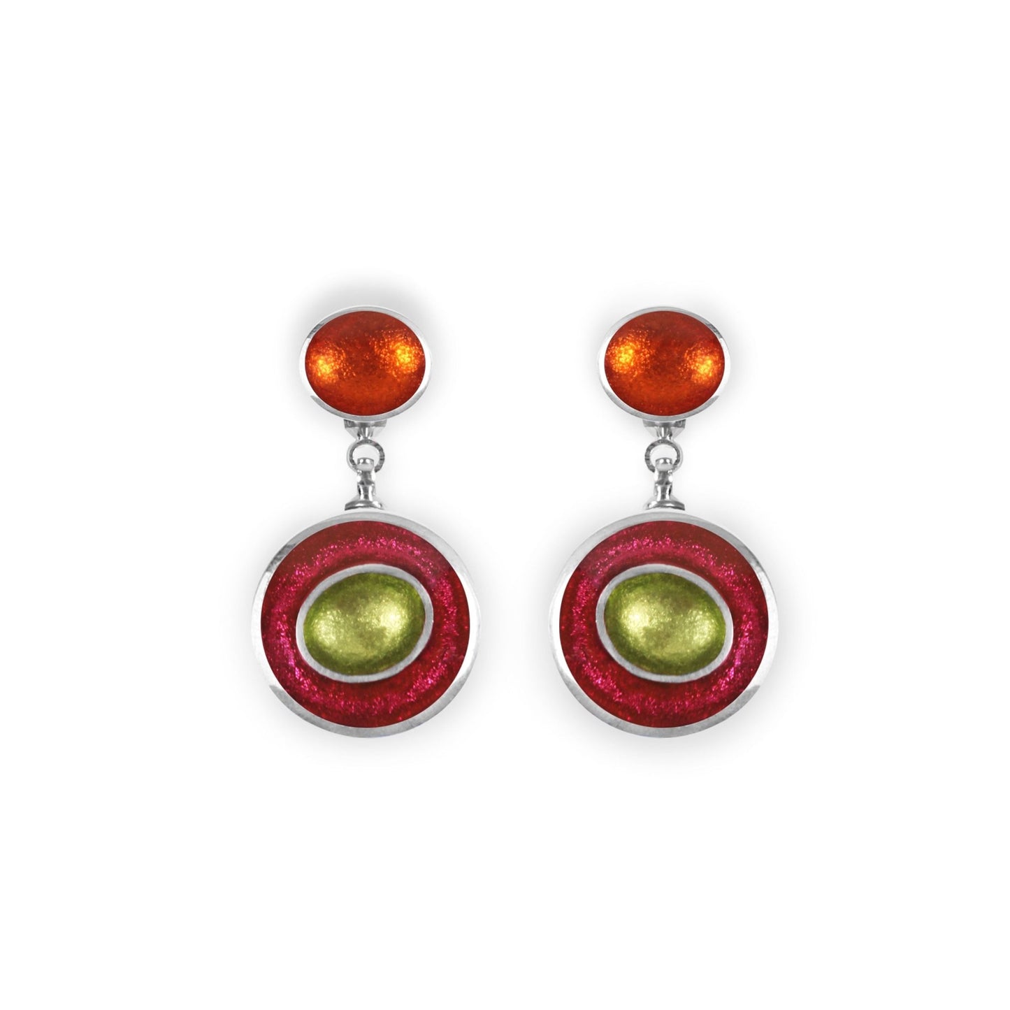 Sherbet Organic Circles Shiny Double Drop Stud Earrings | The Jewellery Stop
