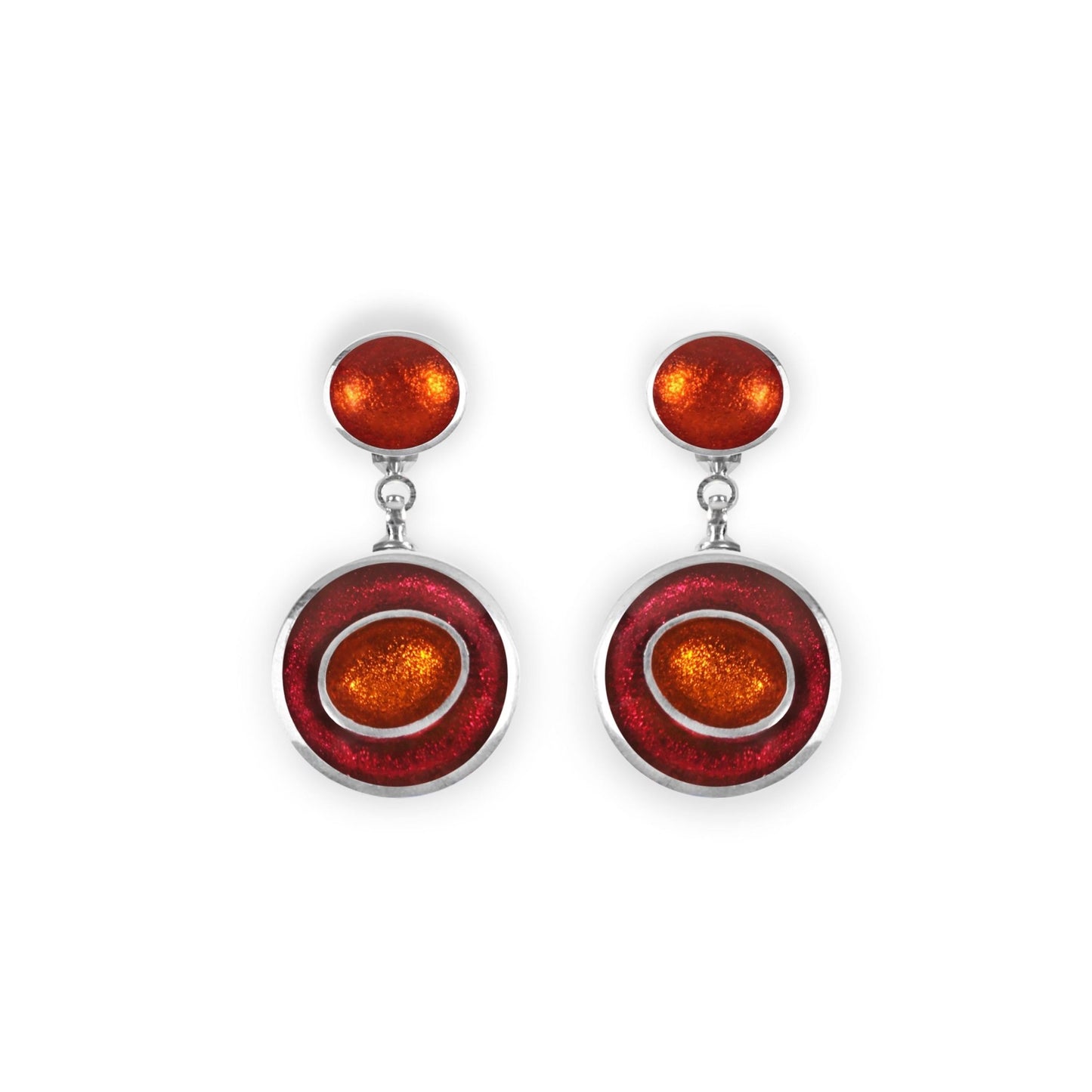 St Tropez Organic Circles Shiny Double Drop Stud Earrings | The Jewellery Stop