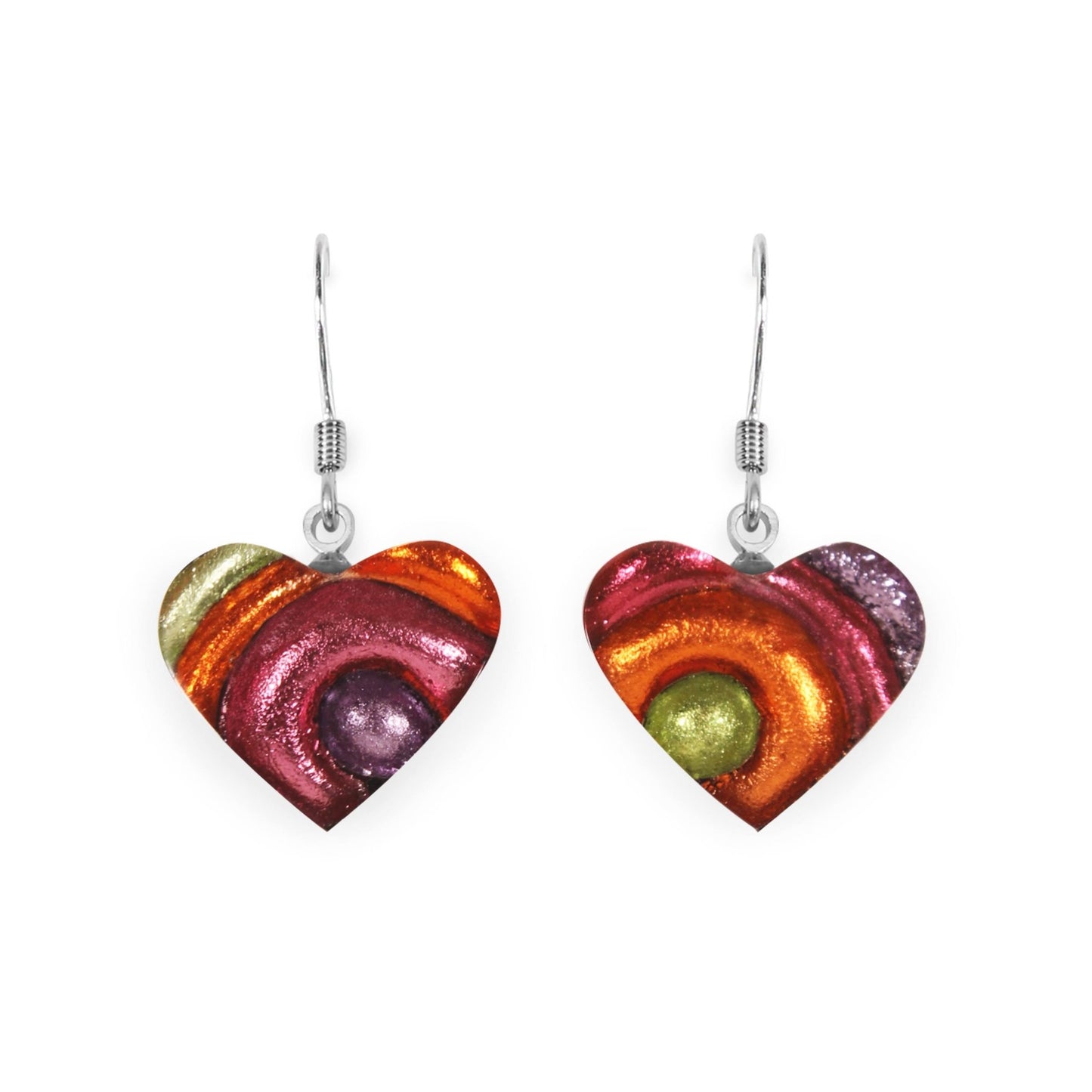 Sherbet Heart Swirl Shiny Asymmetrical Fish Hook Earrings | The Jewellery Stop