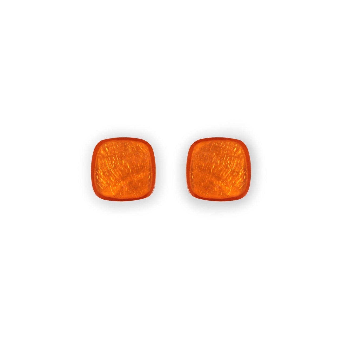 Orange Shell Cubes Shiny Stud Earrings | The Jewellery Stop