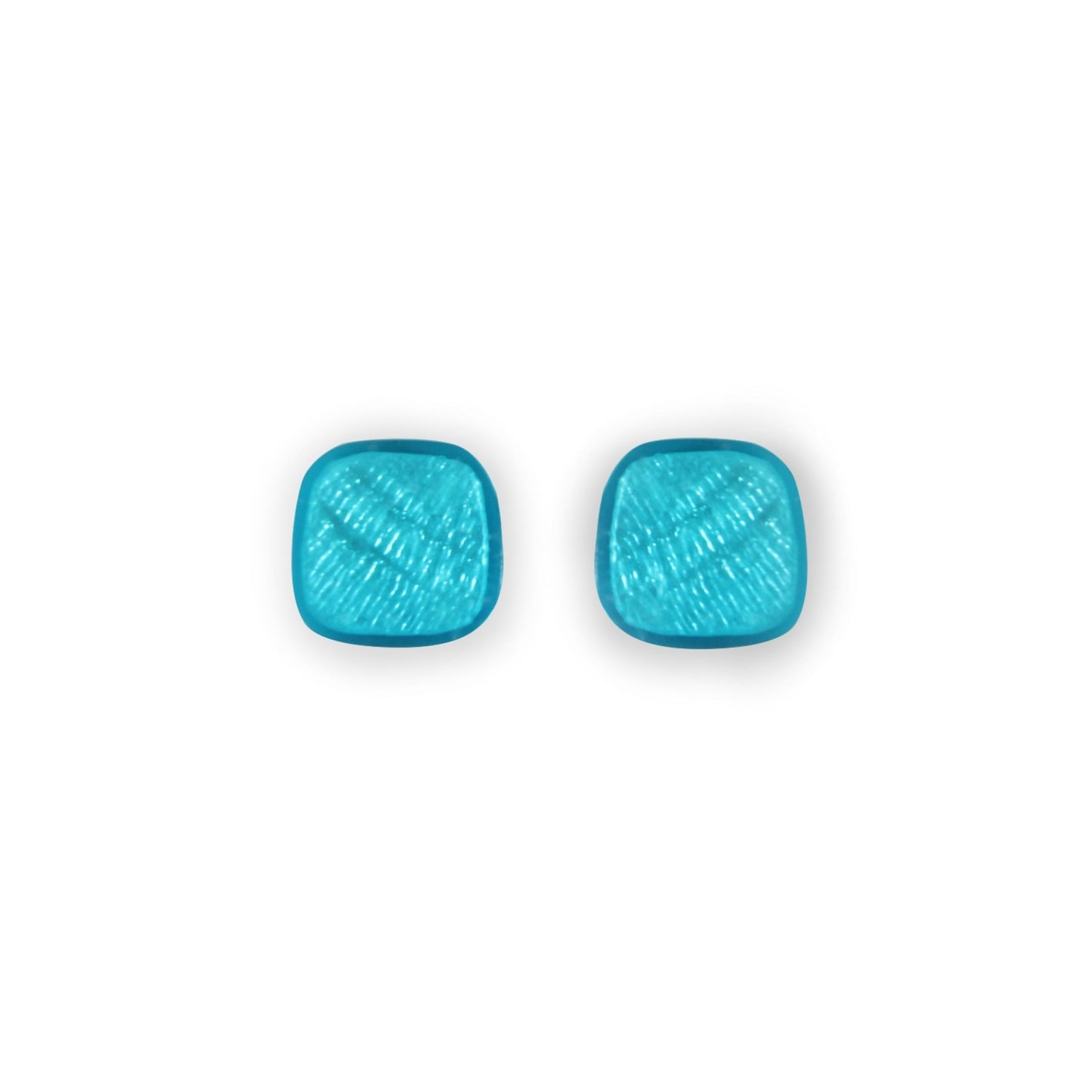 Turquoise Shell Cubes Shiny Stud Earrings | The Jewellery Stop