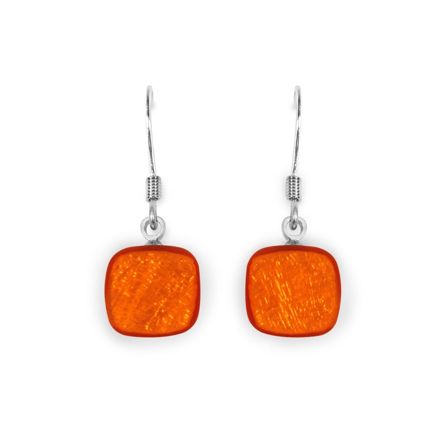 Orange Shell Cubes Shiny Fish Hook Earrings | The Jewellery Stop