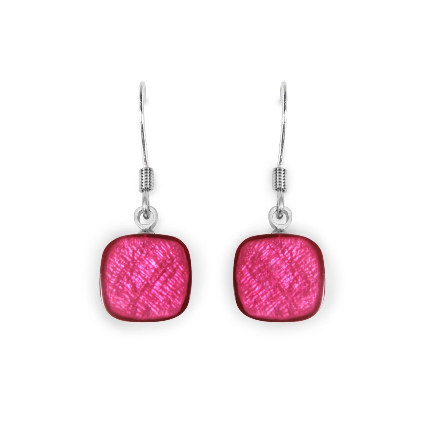 Pink Shell Cubes Shiny Fish Hook Earrings | The Jewellery Stop