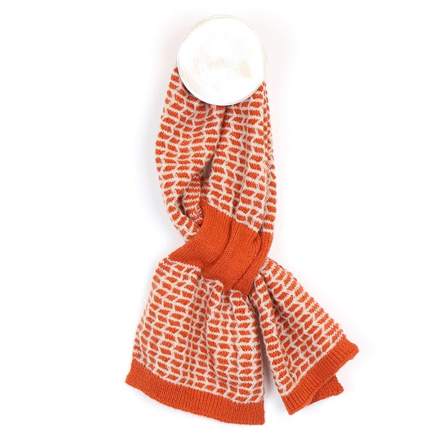 Orange and Cream Geometric Mini Pull Through Scarf | The Jewellery Stop