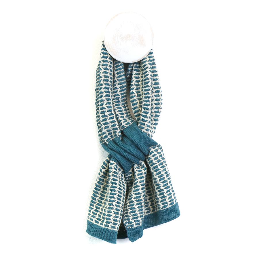 Teal and Cream Geometric Mini Pull Through Scarf | The Jewellery Stop