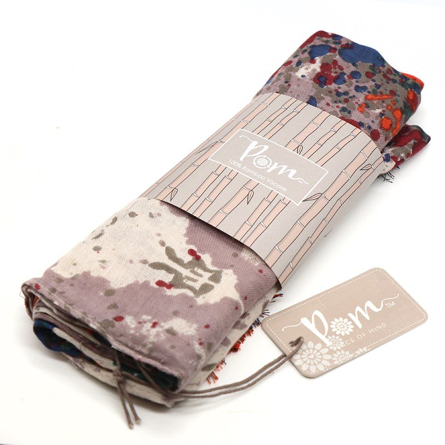 Orange Green and Grey Ink Splash Scarf | The Jewellery Stop