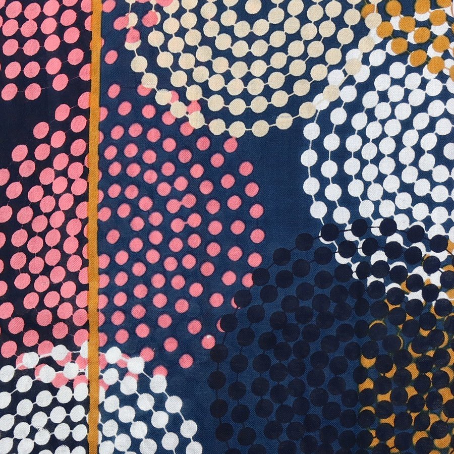 Blue Pink and Mustard Circle Spotty Scarf | The Jewellery Stop