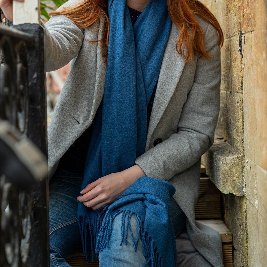 Cobalt Plain Fringed Scarf | The Jewellery Stop