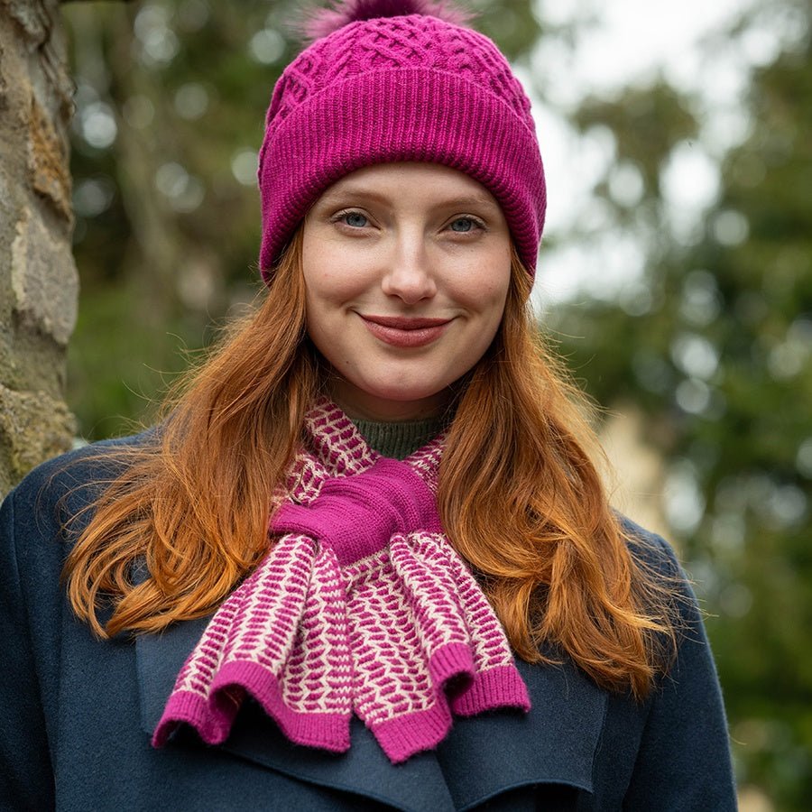 Pink and Cream Geometric Mini Pull Through Scarf | The Jewellery Stop