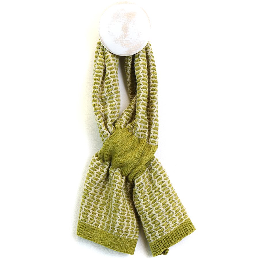 Lime and Cream Geometric Mini Pull Through Scarf | The Jewellery Stop