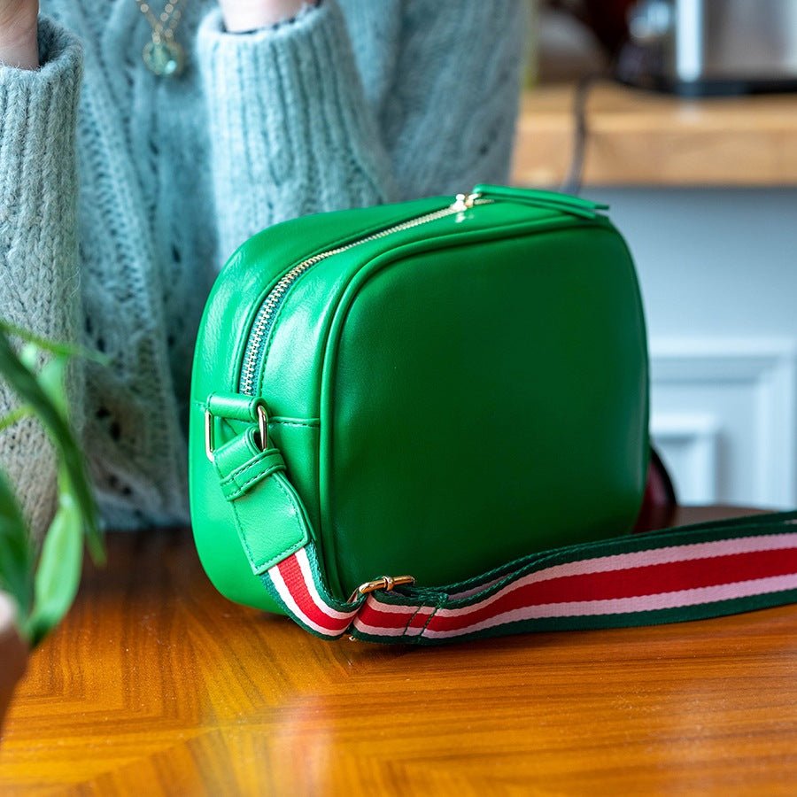 Green Vegan Leather Camera Bag | The Jewellery Stop