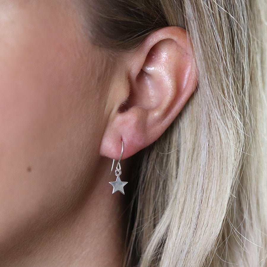 Sterling Silver Star Drop Hook Earrings | The Jewellery Stop