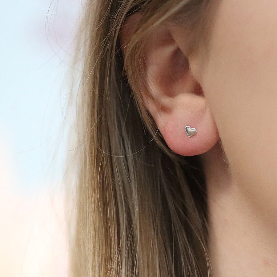 Tiny Sterling Silver Heart Stud Earrings | The Jewellery Stop