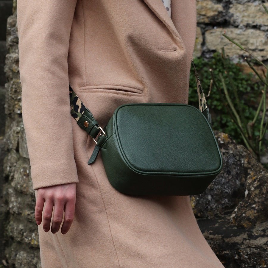 Olive Vegan Leather Camera Bag | The Jewellery Stop