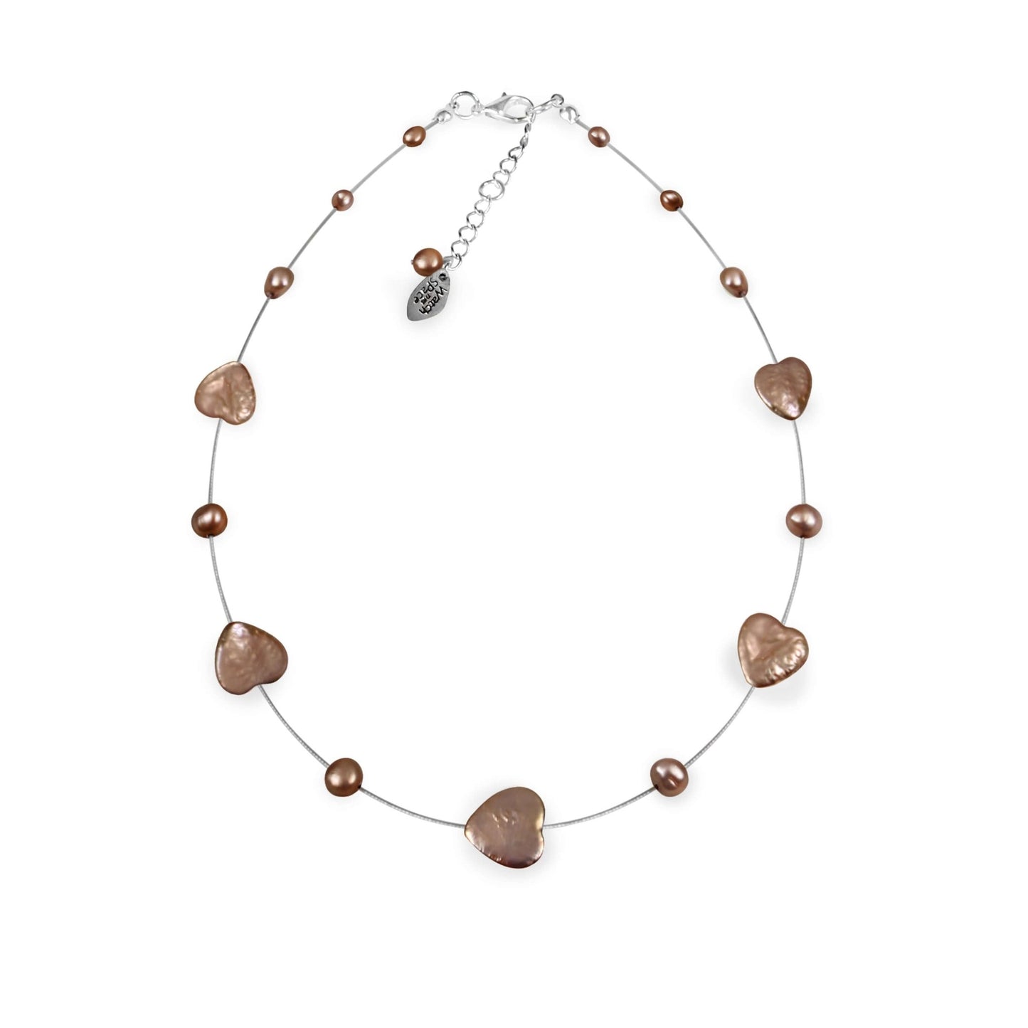 Champagne Freshwater Pearl Heart And Nugget Necklace | The Jewellery Stop