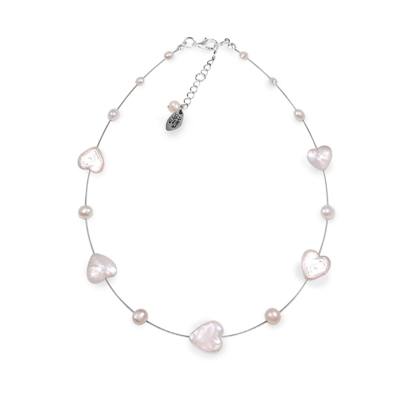 White Freshwater Pearl Heart And Nugget Necklace | The Jewellery Stop