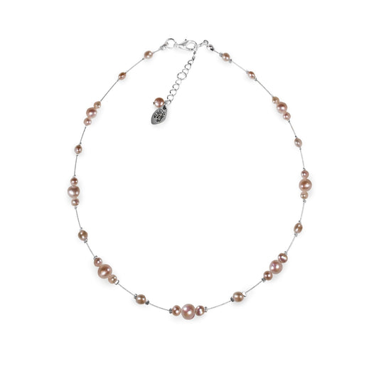 Pale Apricot Freshwater Pearl Nugget Cluster Necklace | The Jewellery Stop