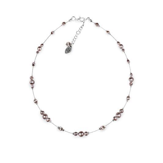 Silver Freshwater Pearl Nugget Cluster Necklace