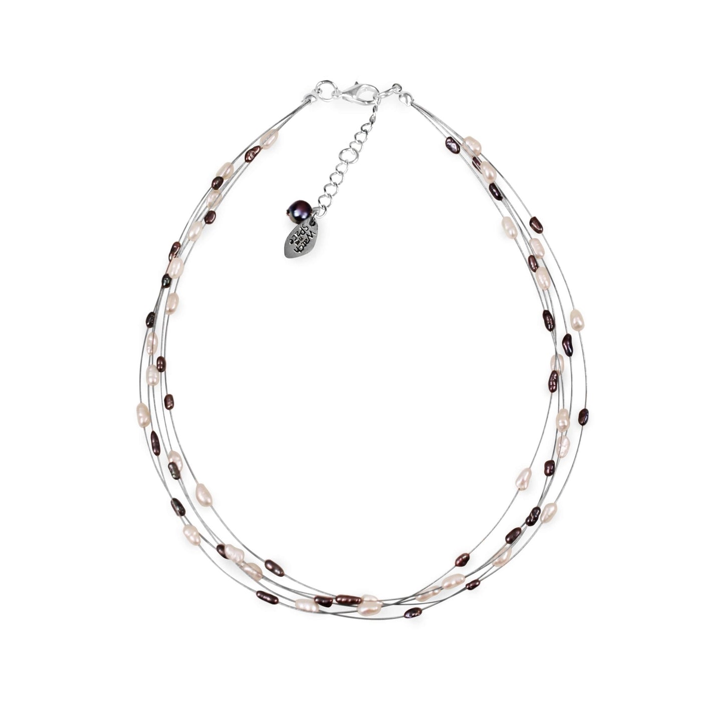 Mix Freshwater Baroque Rice Pearl 5 Strand Floating Necklace | The Jewellery Stop