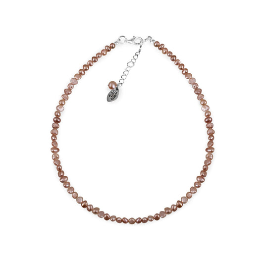 Pale Apricot Classic Freshwater 6mm Baroque Nugget Pearl Necklace | The Jewellery Stop