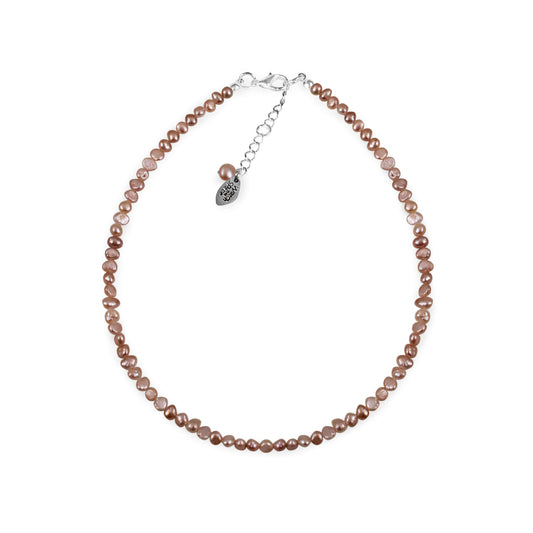 Pale Apricot Classic Freshwater 6mm Baroque Nugget Pearl Necklace