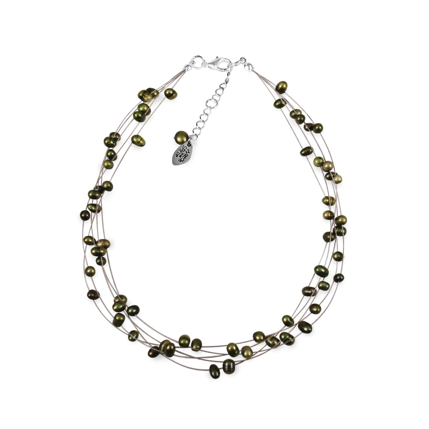 Olive Freshwater Baroque Nugget Pearl 5 Strand Necklace | The Jewellery Stop