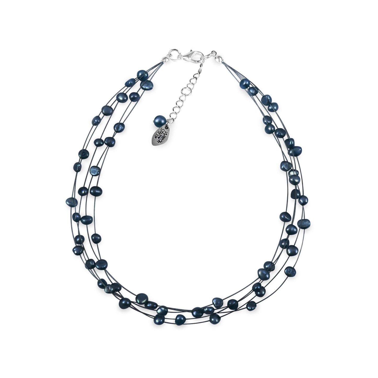 Teal Freshwater Baroque Nugget Pearl 5 Strand Necklace | The Jewellery Stop