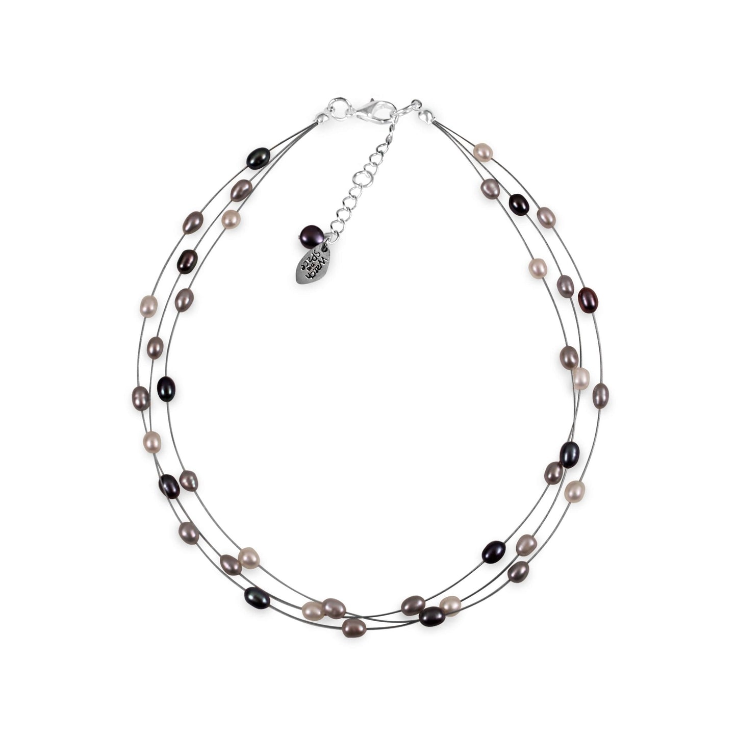 Mix Freshwater Rice Pearl 3 Strand Floating Necklace | The Jewellery Stop