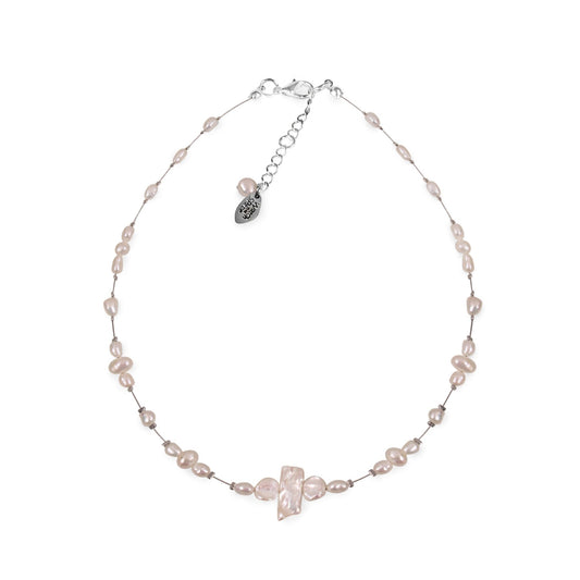White Freshwater Biwa and Baroque Nugget Pearl Cluster Necklace | The Jewellery Stop