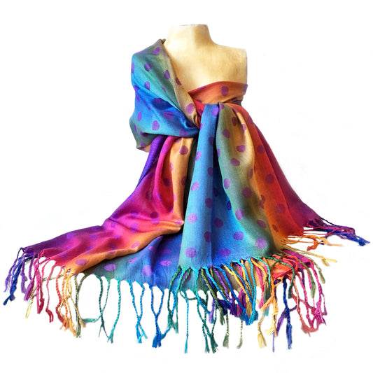 Purple Polka Dot Rainbow Pashmina