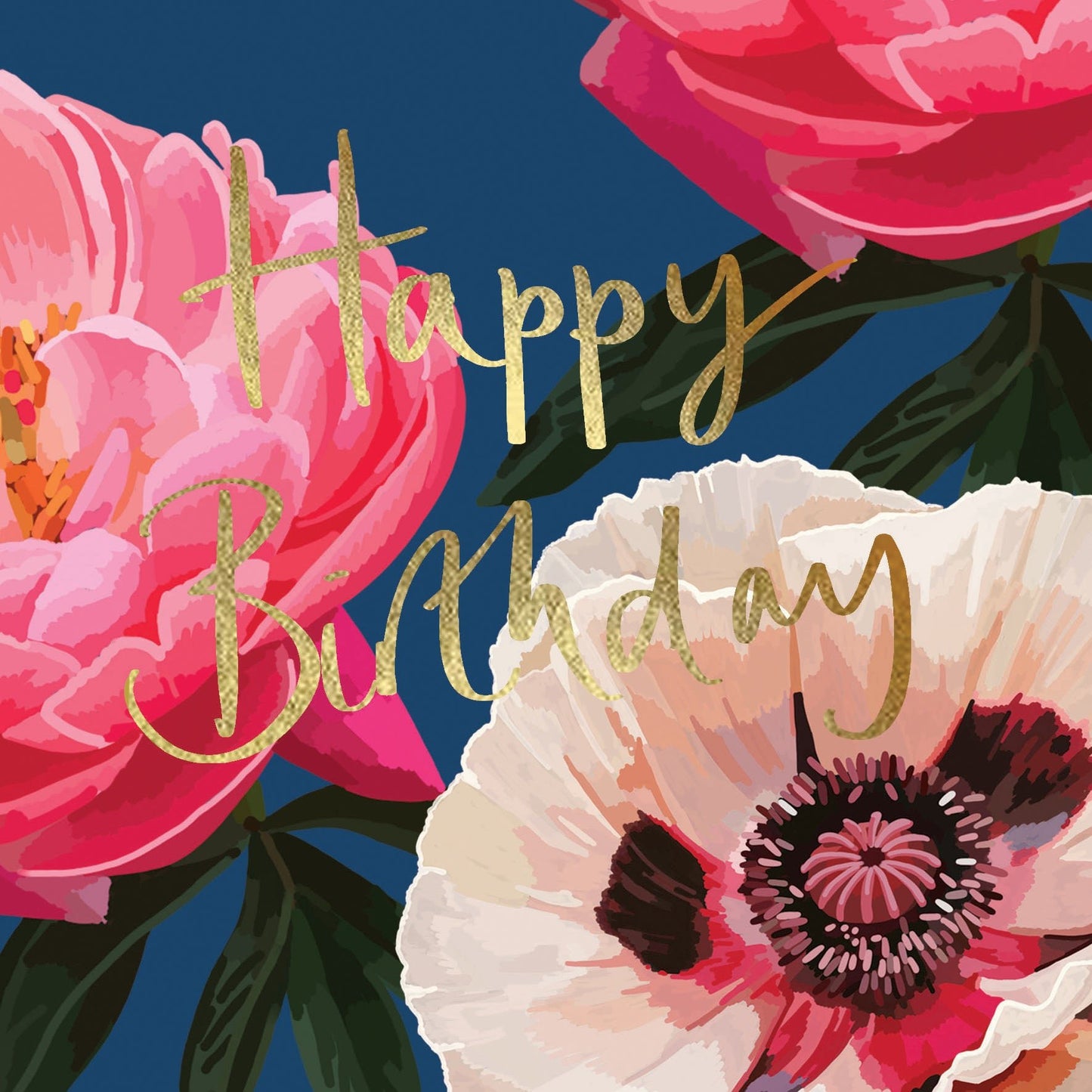 Happy Birthday Botanical Gold Greeting Card | The Jewellery Stop
