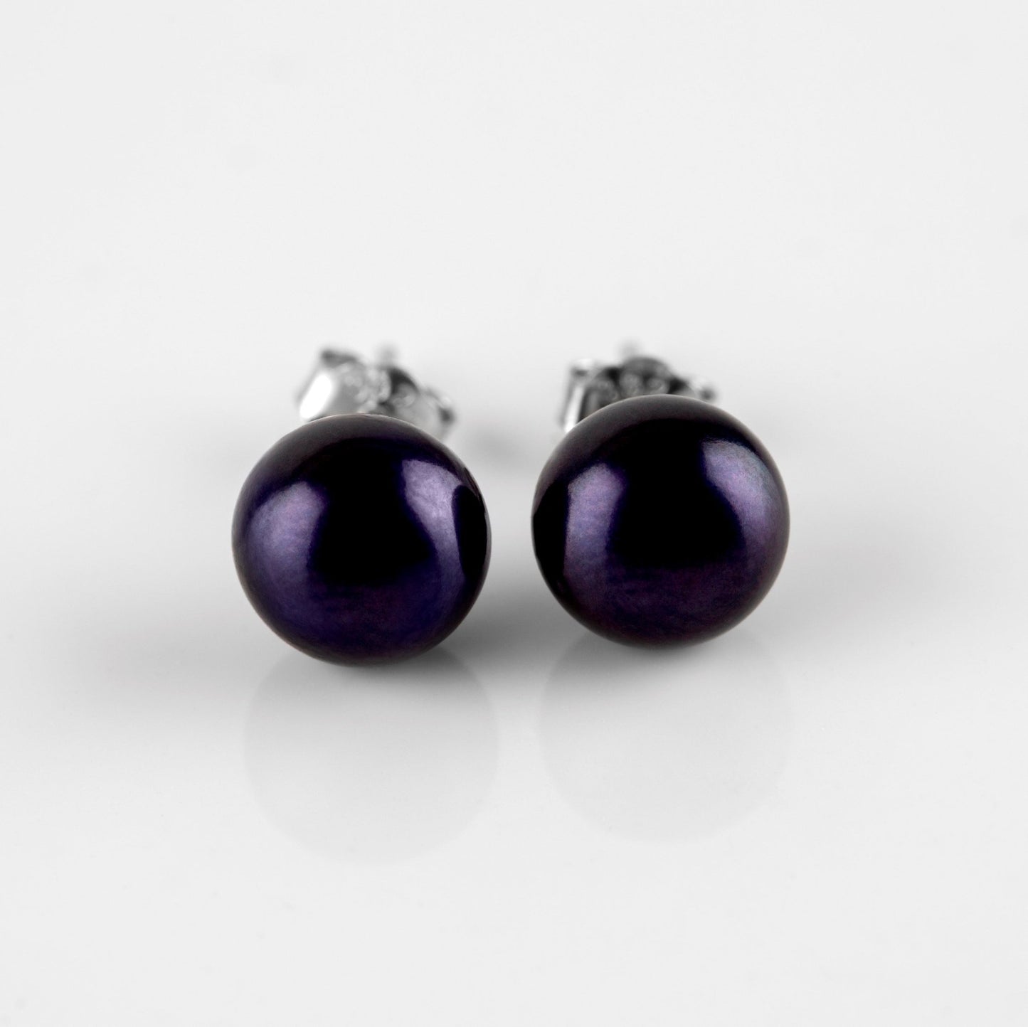 Black Fresh Water Pearl Sterling Silver Stud Earrings | The Jewellery Stop