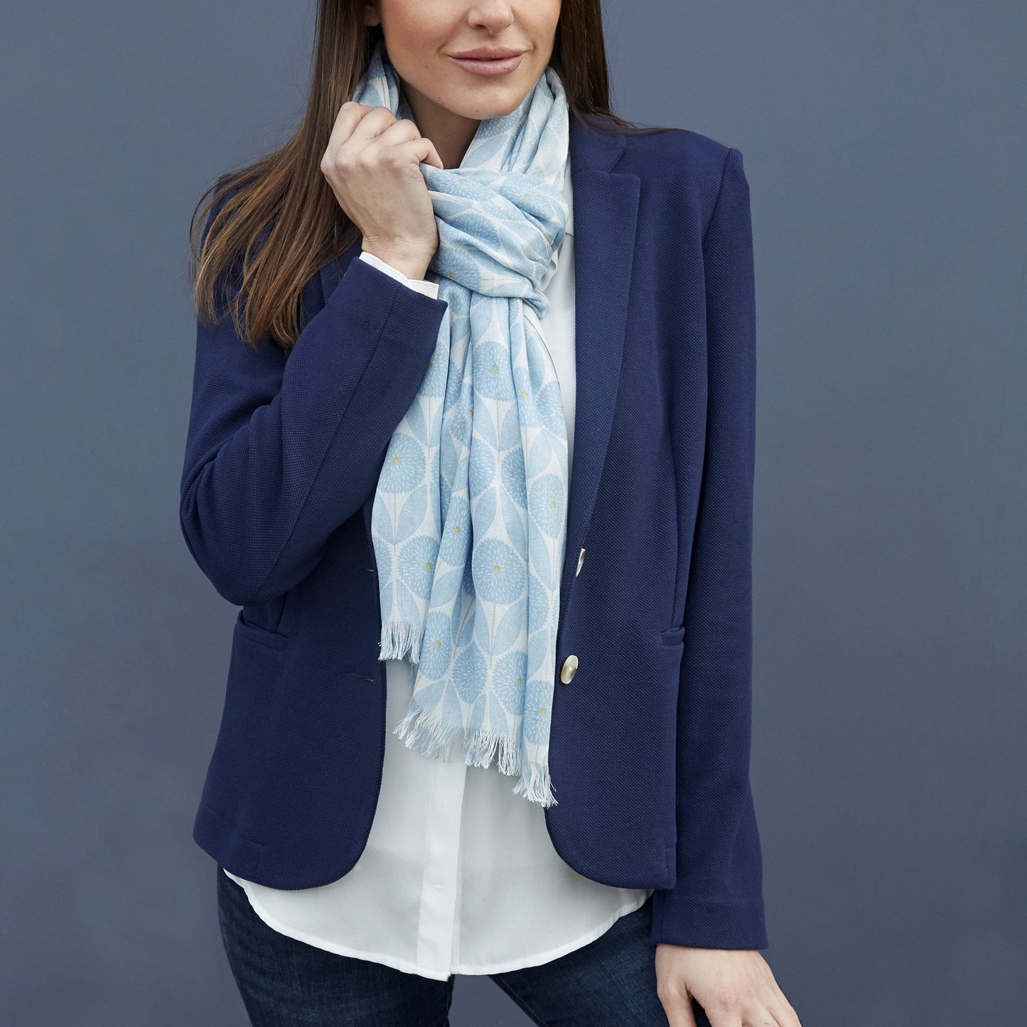 Blue Cornflower Print Scarf | The Jewellery Stop