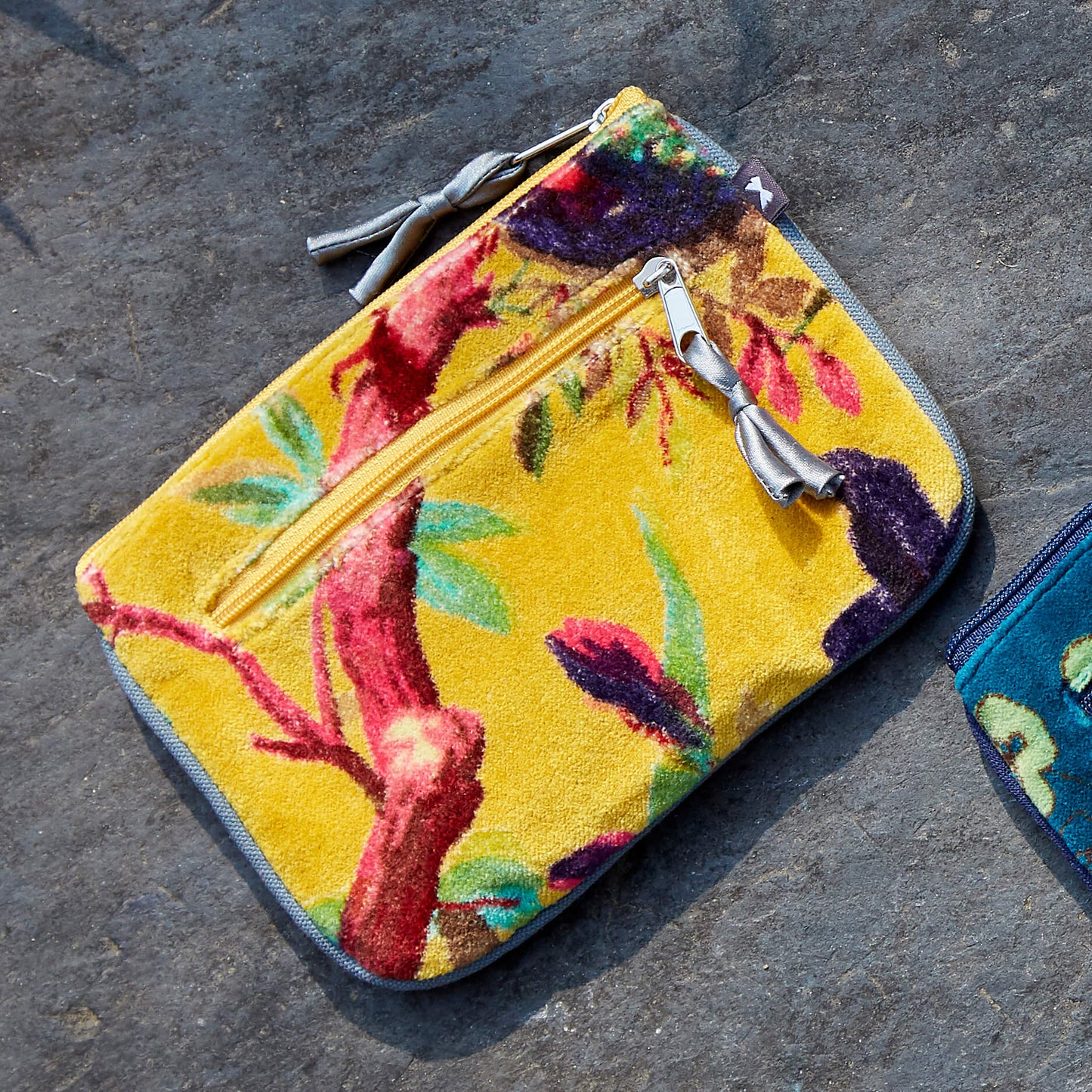 Mustard Printed Velvet Juliet Purse | The Jewellery Stop